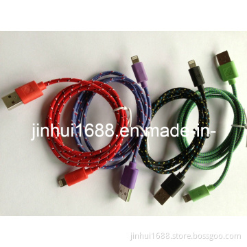 Fabric USB Cable for iPhone5, 8pin USB Cable (JH -cable-01)